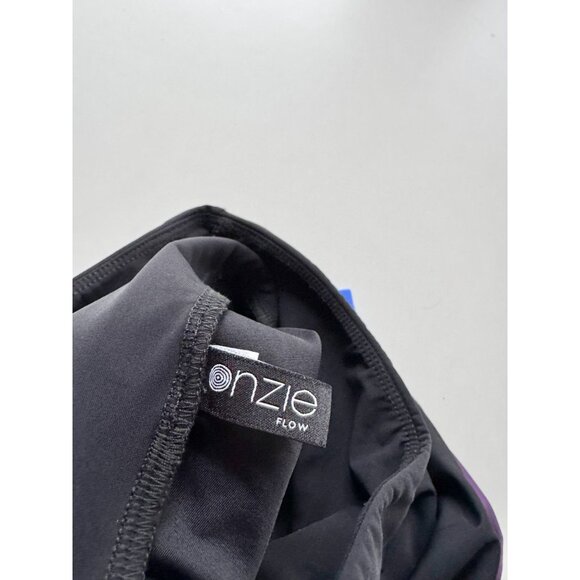 ONZIE High Rise Track Black Purple Blue Colorblock Ankle Leggings, Size S/M - Picture 13 of 15